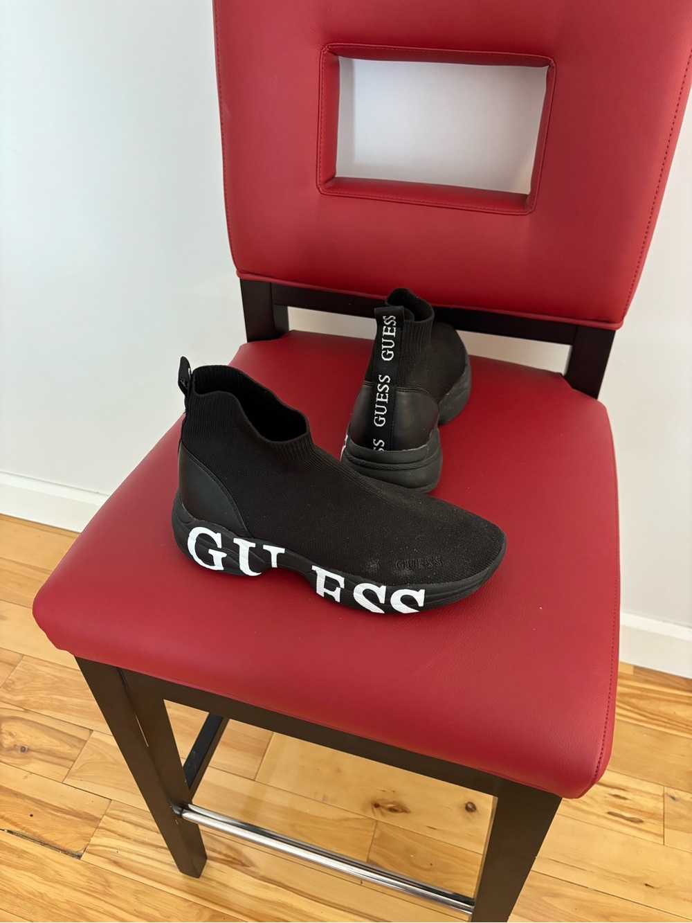 Guess Black Knit Sock Sneakers with White Logo